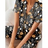 image:imageEkouaer 2 Piece Satin Short Sleeve Pajamas Set Button Down SleepwearHalloween Pumpkin