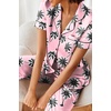 image:imageEkouaer 2 Piece Satin Short Sleeve Pajamas Set Button Down SleepwearHoliday Coconut Trees