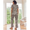 image:imageEkouaer 2 Piece Satin Short Sleeve Pajamas Set Button Down SleepwearLeopard