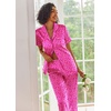 image:imageEkouaer 2 Piece Satin Short Sleeve Pajamas Set Button Down SleepwearLeopard Hot Pink