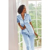 image:imageEkouaer 2 Piece Satin Short Sleeve Pajamas Set Button Down SleepwearLight Blue