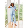 image:imageEkouaer 2 Piece Satin Short Sleeve Pajamas Set Button Down SleepwearLight Blue