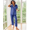 image:imageEkouaer 2 Piece Satin Short Sleeve Pajamas Set Button Down SleepwearNavy Blue