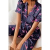image:imageEkouaer 2 Piece Satin Short Sleeve Pajamas Set Button Down SleepwearNavy Cocktail