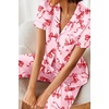 image:imageEkouaer 2 Piece Satin Short Sleeve Pajamas Set Button Down SleepwearPink Bow
