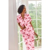 image:imageEkouaer 2 Piece Satin Short Sleeve Pajamas Set Button Down SleepwearPink Bow