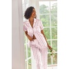 image:imageEkouaer 2 Piece Satin Short Sleeve Pajamas Set Button Down SleepwearPink Bow Flower