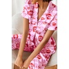 image:imageEkouaer 2 Piece Satin Short Sleeve Pajamas Set Button Down SleepwearPink Lip Heart