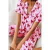 image:imageEkouaer 2 Piece Satin Short Sleeve Pajamas Set Button Down SleepwearPink Love