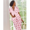 image:imageEkouaer 2 Piece Satin Short Sleeve Pajamas Set Button Down SleepwearPink Monkey