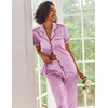 image:imageEkouaer 2 Piece Satin Short Sleeve Pajamas Set Button Down SleepwearPurple Pink