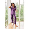 image:imageEkouaer 2 Piece Satin Short Sleeve Pajamas Set Button Down SleepwearPurple Wine