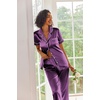 image:imageEkouaer 2 Piece Satin Short Sleeve Pajamas Set Button Down SleepwearPurple Wine