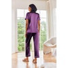 image:imageEkouaer 2 Piece Satin Short Sleeve Pajamas Set Button Down SleepwearPurple Wine