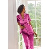 image:imageEkouaer 2 Piece Satin Short Sleeve Pajamas Set Button Down SleepwearRose Red