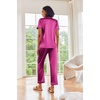 image:imageEkouaer 2 Piece Satin Short Sleeve Pajamas Set Button Down SleepwearRose Red