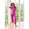image:imageEkouaer 2 Piece Satin Short Sleeve Pajamas Set Button Down SleepwearRose Red