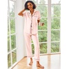 image:imageEkouaer 2 Piece Satin Short Sleeve Pajamas Set Button Down SleepwearVeiled Rose