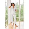 image:imageEkouaer 2 Piece Satin Short Sleeve Pajamas Set Button Down SleepwearWhite
