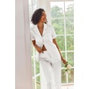 image:imageEkouaer 2 Piece Satin Short Sleeve Pajamas Set Button Down SleepwearWhite