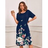 image:imageEkouaer 3 Pack Long Nightgowns for Women Ruffle House DressBlackeggplant Purplebotanical Floral