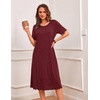 image:imageEkouaer 3 Pack Long Nightgowns for Women Ruffle House DressBlackwine Rednavy