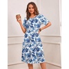image:imageEkouaer 3 Pack Long Nightgowns for Women Ruffle House DressBranching Flowers  Flower Clusters  Hawaiian Flowers