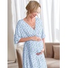 image:imageEkouaer 3 in 1 LaborDeliveryHospital Gown Maternity Nursing NightgownBlue Small Flowers