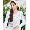 image:imageEkouaer Cotton Nightgowns for Women Long Sleeve Nightgown Button Night GownBlue Floral White