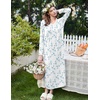 image:imageEkouaer Cotton Nightgowns for Women Long Sleeve Nightgown Button Night GownBlue Floral White