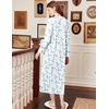 image:imageEkouaer Cotton Nightgowns for Women Long Sleeve Nightgown Button Night GownBlue Floral White
