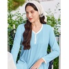 image:imageEkouaer Cotton Nightgowns for Women Long Sleeve Nightgown Button Night GownCyan