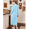 image:imageEkouaer Cotton Nightgowns for Women Long Sleeve Nightgown Button Night GownCyan