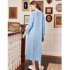image:imageEkouaer Cotton Nightgowns for Women Long Sleeve Nightgown Button Night GownFloral Blue