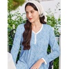 image:imageEkouaer Cotton Nightgowns for Women Long Sleeve Nightgown Button Night GownFloral Blue