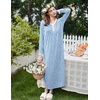 image:imageEkouaer Cotton Nightgowns for Women Long Sleeve Nightgown Button Night GownFloral Blue