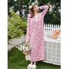 image:imageEkouaer Cotton Nightgowns for Women Long Sleeve Nightgown Button Night GownFloral Pink