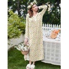 image:imageEkouaer Cotton Nightgowns for Women Long Sleeve Nightgown Button Night GownFloral Yellow