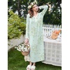 image:imageEkouaer Cotton Nightgowns for Women Long Sleeve Nightgown Button Night GownFlowers Green