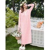 image:imageEkouaer Cotton Nightgowns for Women Long Sleeve Nightgown Button Night GownFlowers Pink