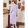 image:imageEkouaer Cotton Nightgowns for Women Long Sleeve Nightgown Button Night GownFlowers Purple