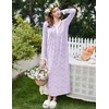image:imageEkouaer Cotton Nightgowns for Women Long Sleeve Nightgown Button Night GownFlowers Purple