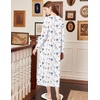 image:imageEkouaer Cotton Nightgowns for Women Long Sleeve Nightgown Button Night GownFlowers White