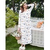 image:imageEkouaer Cotton Nightgowns for Women Long Sleeve Nightgown Button Night GownFlowers White