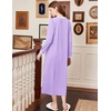 image:imageEkouaer Cotton Nightgowns for Women Long Sleeve Nightgown Button Night GownLight Purple