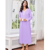 image:imageEkouaer Cotton Nightgowns for Women Long Sleeve Nightgown Button Night GownLight Purple