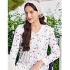 image:imageEkouaer Cotton Nightgowns for Women Long Sleeve Nightgown Button Night GownPink Floral White