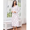 image:imageEkouaer Cotton Nightgowns for Women Long Sleeve Nightgown Button Night GownPink Floral White