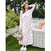 image:imageEkouaer Cotton Nightgowns for Women Long Sleeve Nightgown Button Night GownPink Floral White