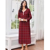 image:imageEkouaer Cotton Nightgowns for Women Long Sleeve Nightgown Button Night GownPlaid Red
